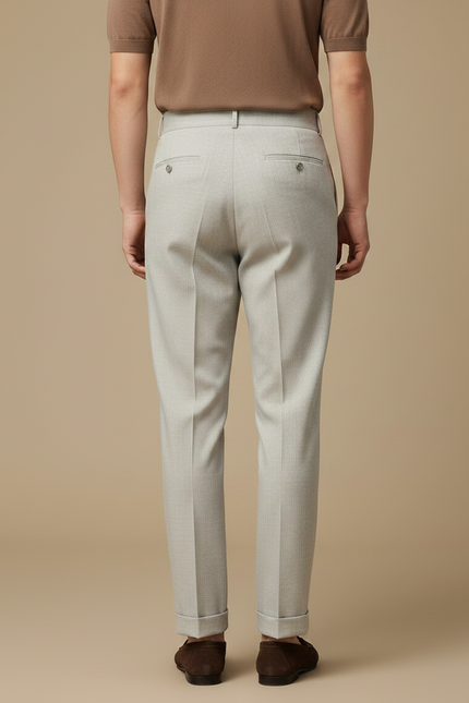 Pantalon À Pince Gris Clair Plissé Ajustable Élégant Décontracté - Gabardine - vue 2