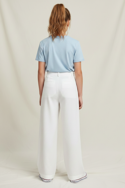 Pantalon À Pince Blanc Large Lin Enfant - vue 2