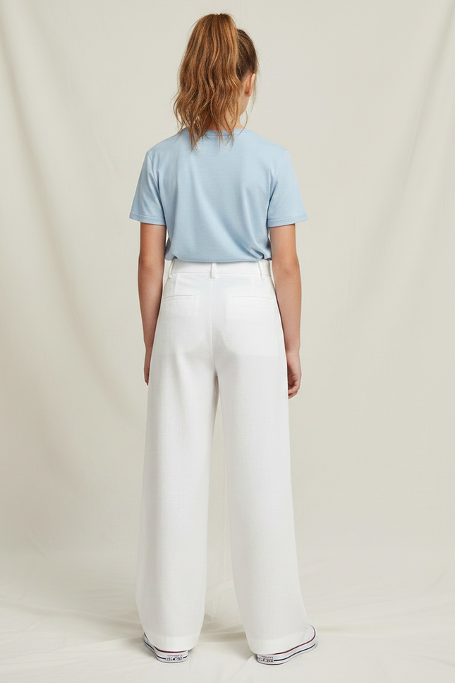 Pantalon À Pince Blanc Large Lin Enfant - vue 2