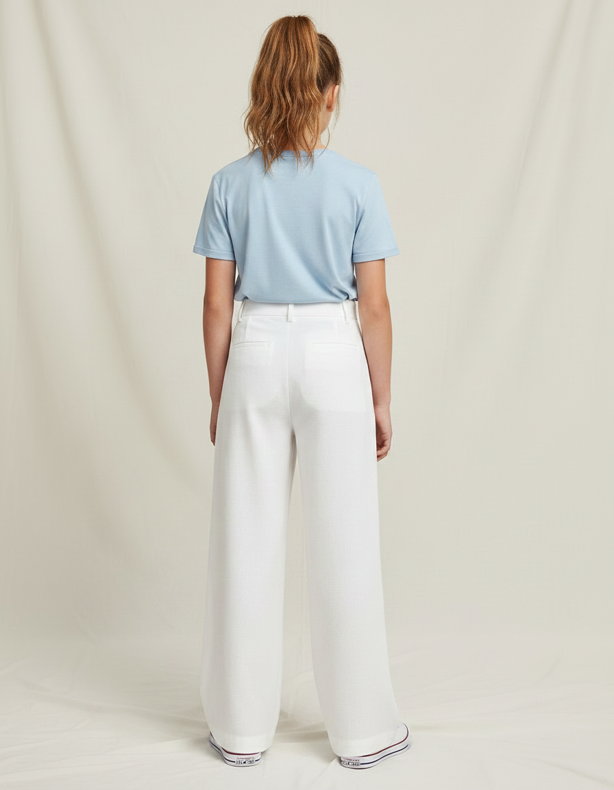 Pantalon À Pince Blanc Large Lin Enfant - vue 2