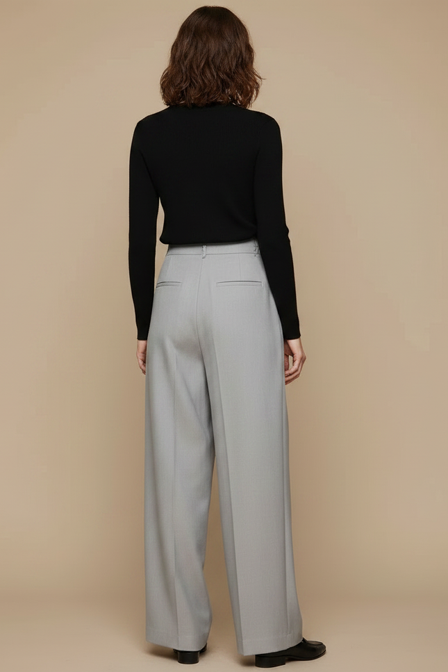 Pantalon À Pince Gris Ample Plissé Décontracté - Gabardine - vue 2