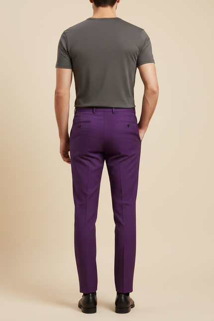Pantalon À Pince Violet Plissé Élégant Homme - Gabardine - vue 2