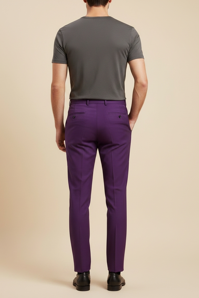 Pantalon À Pince Violet Plissé Élégant Homme - Gabardine - vue 2