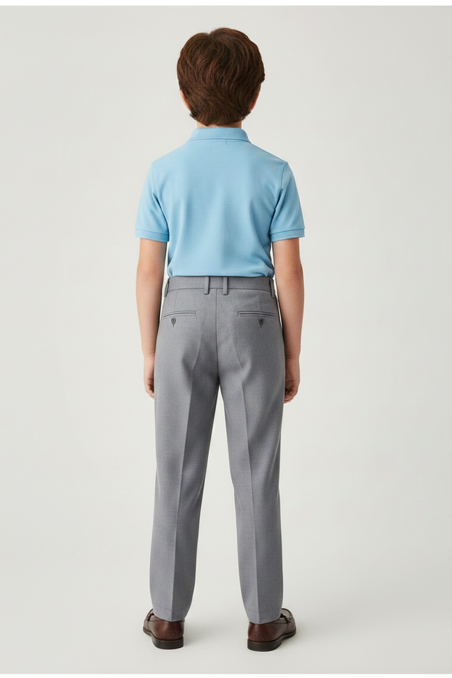 Pantalon À Pince Gris Plissé Droit Enfant Élégant - Gabardine - vue 2
