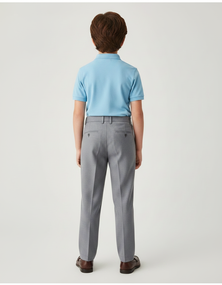 Pantalon À Pince Gris Plissé Droit Enfant Élégant - Gabardine - vue 2