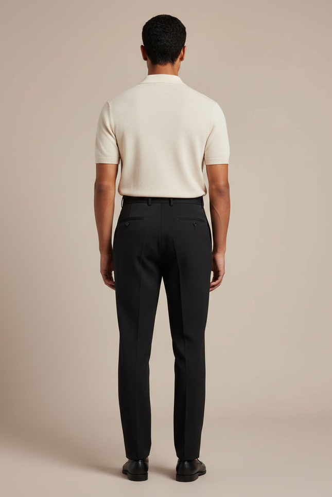 Pantalon À Pince Noir Plissé Coupe Droite Homme - Gabardine - vue 2