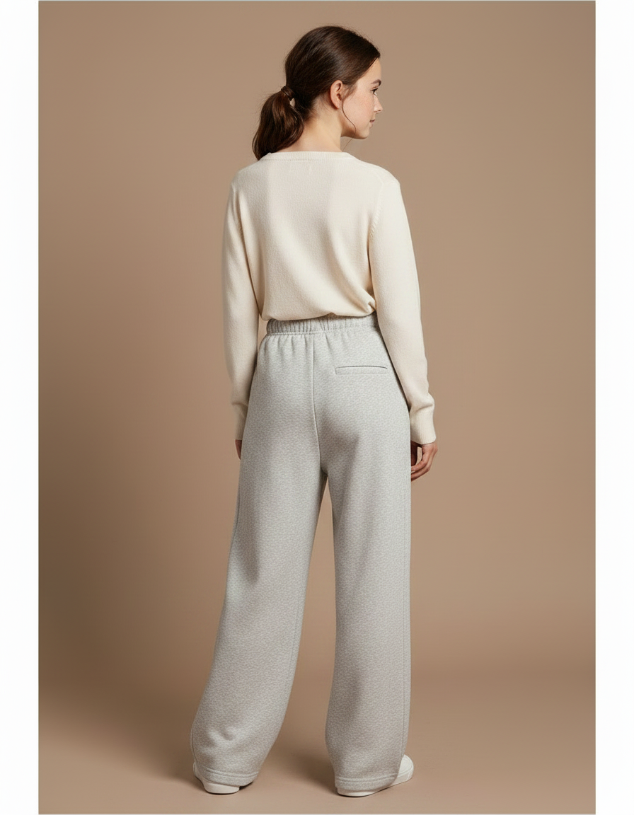 Pantalon À Pince Gris Ample Décontracté Cordon - Molleton - vue 2