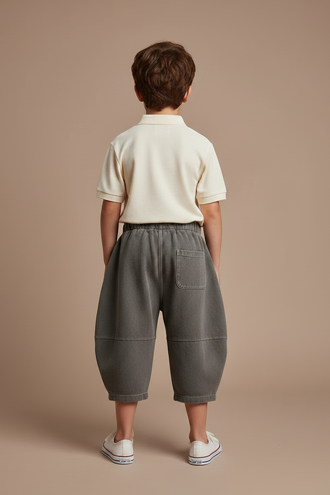 Pantalon À Pince Gris Ample Décontracté Enfant - Molleton - vue 2