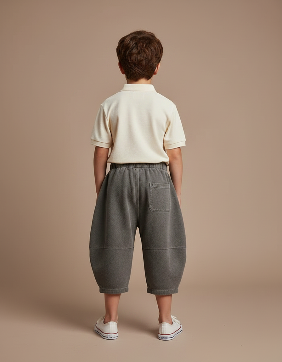 Pantalon À Pince Gris Ample Décontracté Enfant - Molleton - vue 2