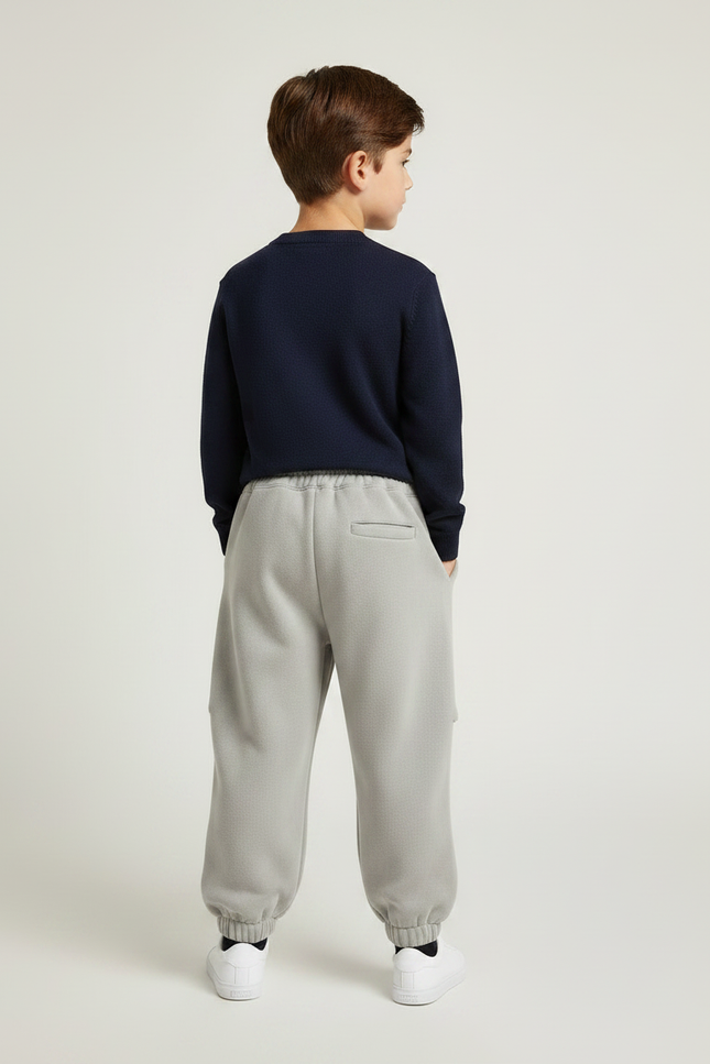 Pantalon À Pince Gris Ample Molletonné Décontracté Enfant - vue 2