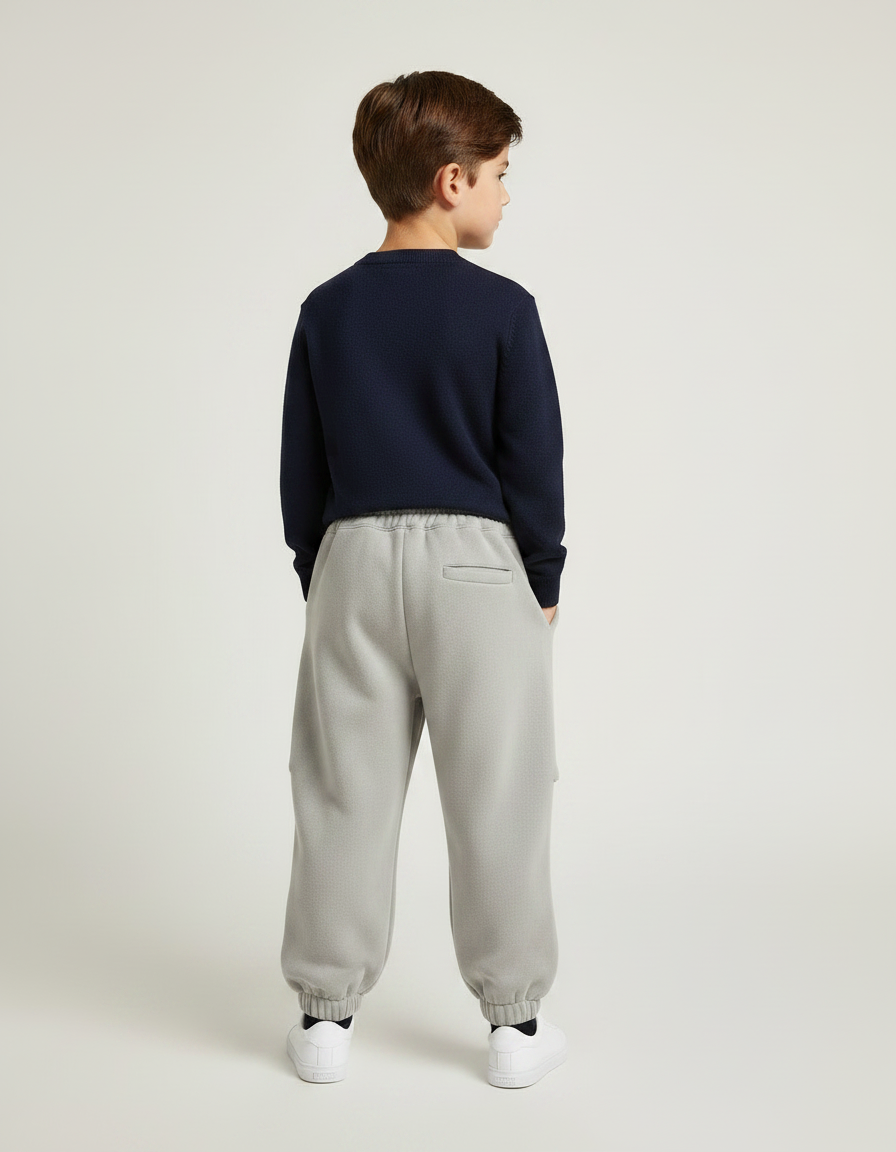Pantalon À Pince Gris Ample Molletonné Décontracté Enfant - vue 2