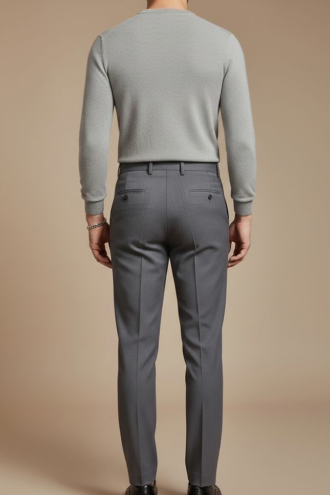 Pantalon À Pince Gris Foncé Slim Élégant Homme - Gabardine - vue 2
