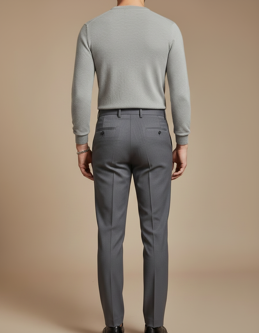 Pantalon À Pince Gris Foncé Slim Élégant Homme - Gabardine - vue 2