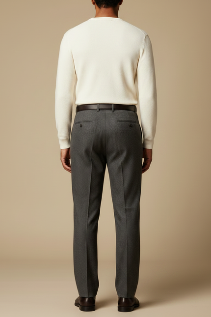 Pantalon À Pince Gris Anthracite Classique Plissé Homme - Laine - vue 2