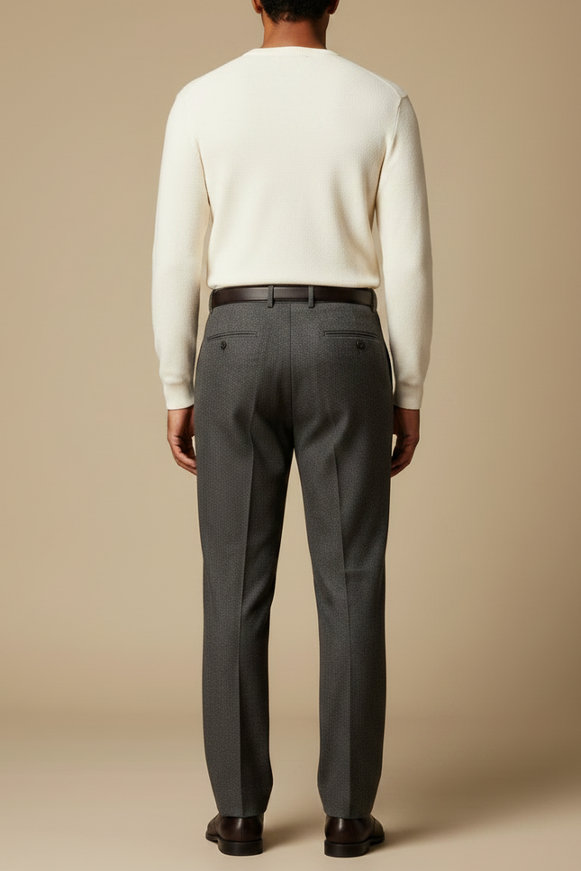 Pantalon À Pince Gris Anthracite Classique Plissé Homme - Laine - vue 2