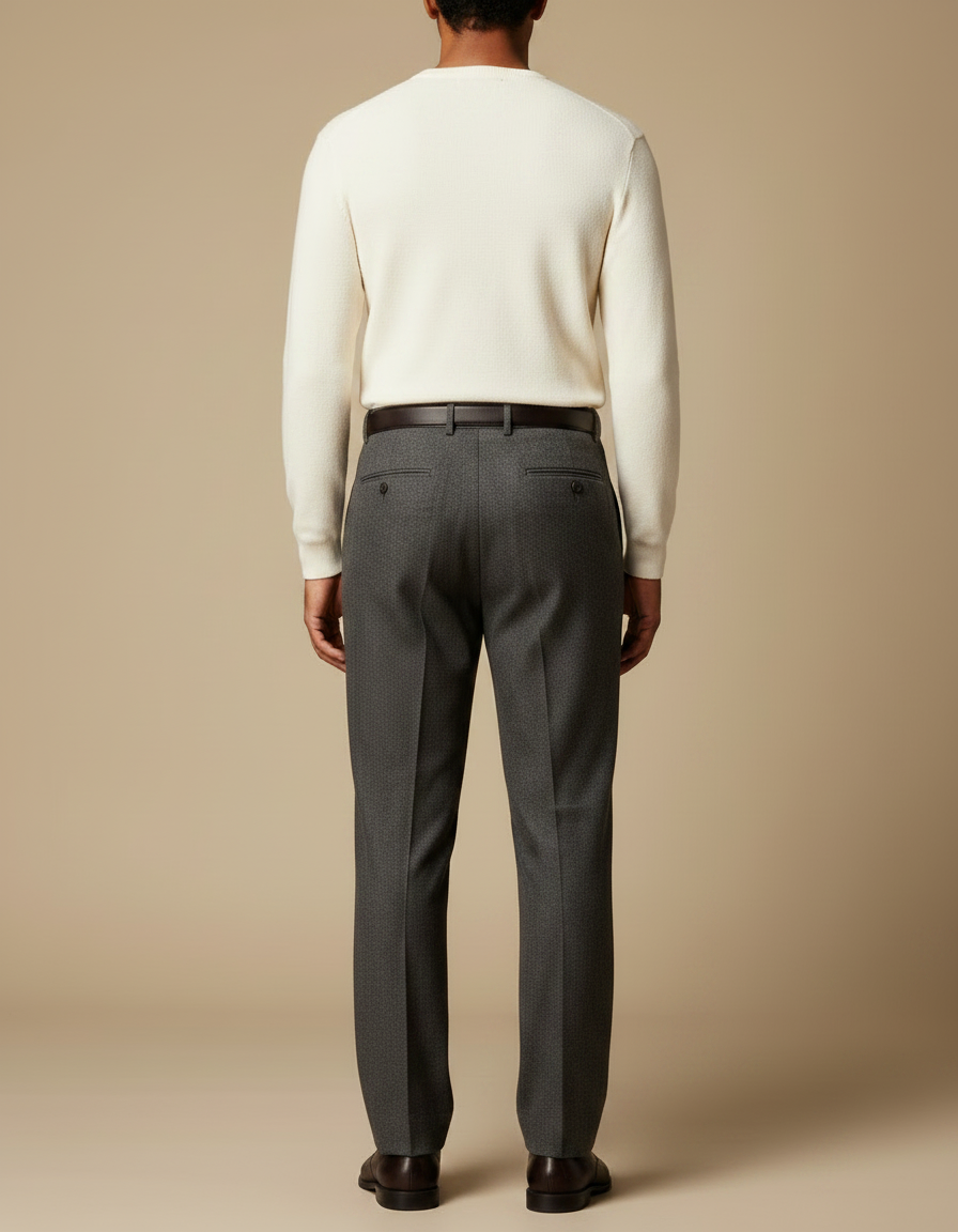 Pantalon À Pince Gris Anthracite Classique Plissé Homme - Laine - vue 2