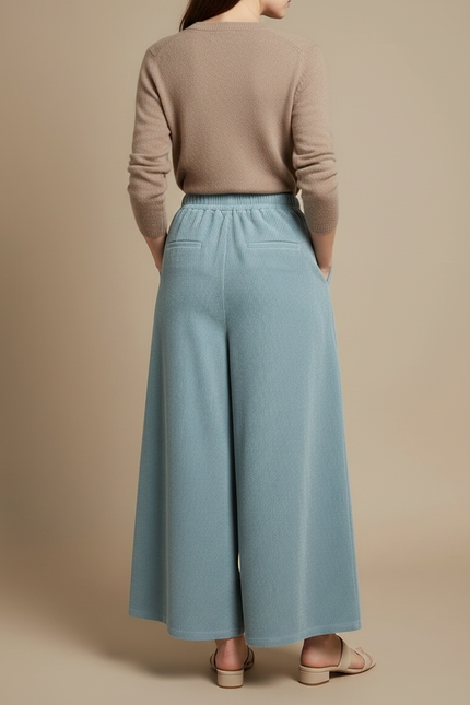 Pantalon À Pince Bleu Côtelé Ample Décontracté Femme - Cordé - vue 2
