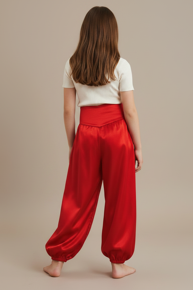 Pantalon À Pince Rouge Satiné Ample Enfant Danse - vue 2