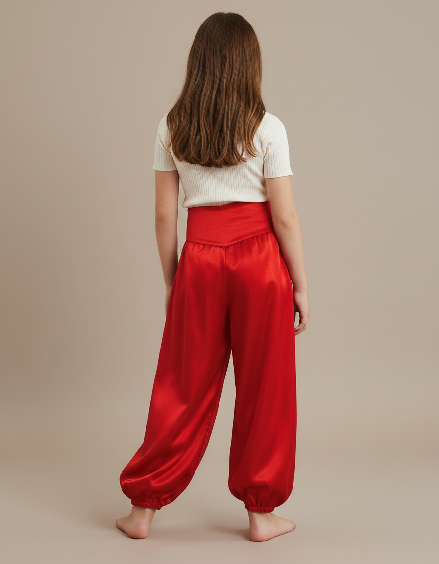 Pantalon À Pince Rouge Satiné Ample Enfant Danse - vue 2