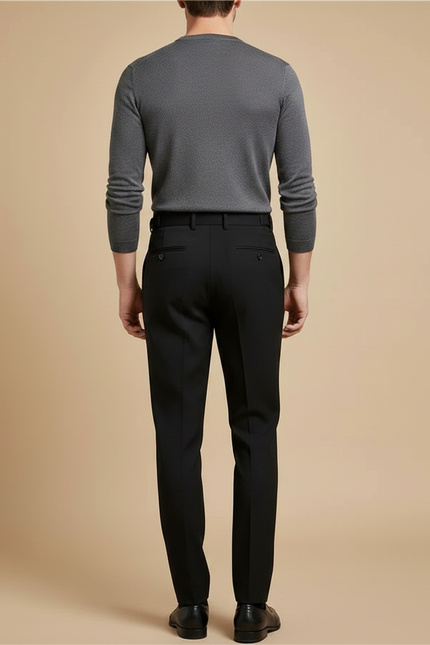 Pantalon À Pince Noir Plissé Élégant Homme Drapé - Gabardine - vue 2