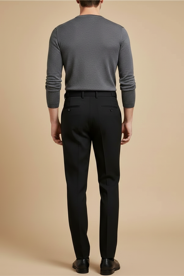 Pantalon À Pince Noir Plissé Élégant Homme Drapé - Gabardine - vue 2
