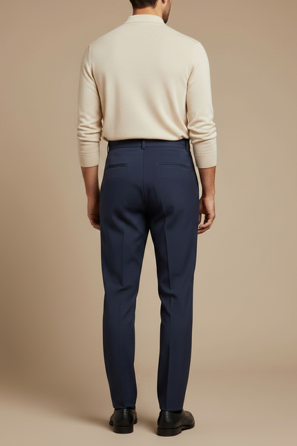 Pantalon À Pince Bleu Marine Plissé Élégant Homme - Gabardine - vue 2