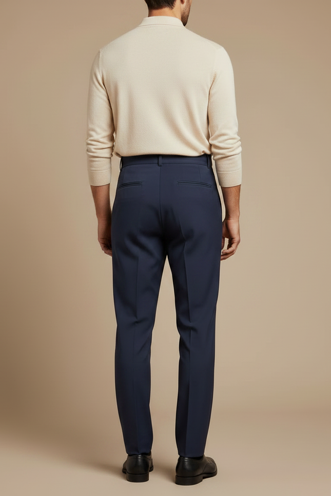 Pantalon À Pince Bleu Marine Plissé Élégant Homme - Gabardine - vue 2