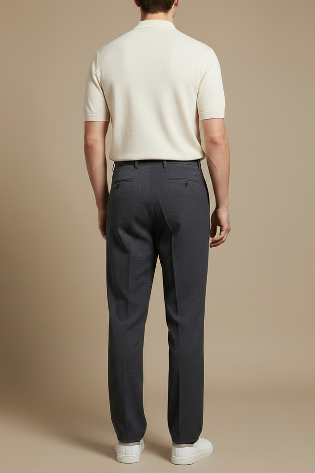 Pantalon À Pince Gris Anthracite Plissé Droit Élégant Homme - Gabardine - vue 2