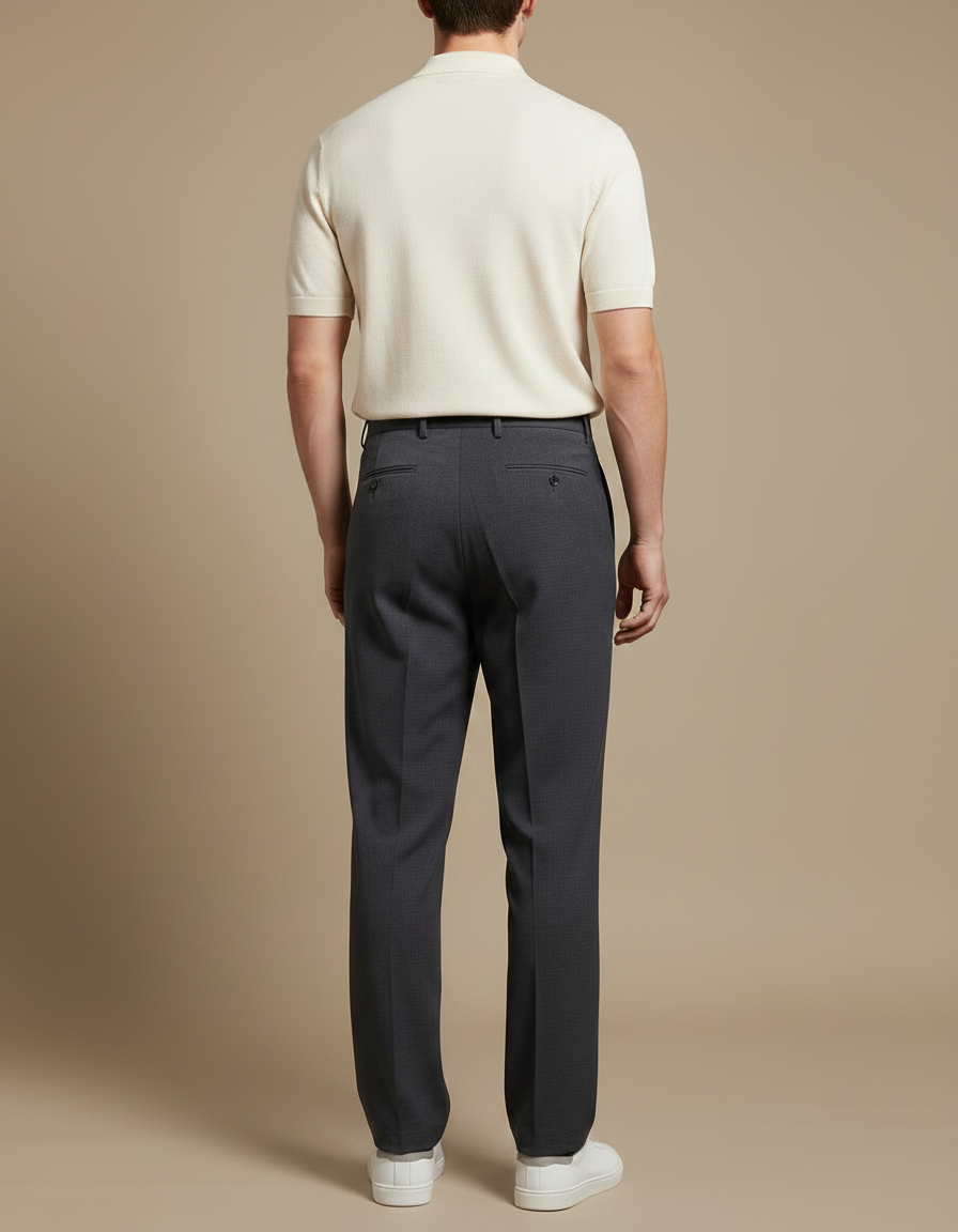 Pantalon À Pince Gris Anthracite Plissé Droit Élégant Homme - Gabardine - vue 2