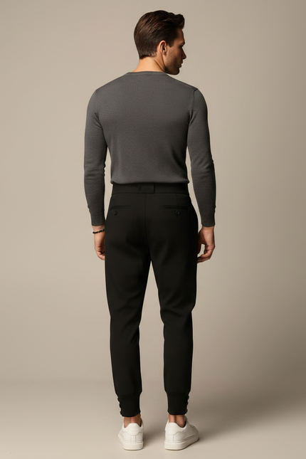 Pantalon À Pince Noir Plissé Élégant Homme - Gabardine - vue 2