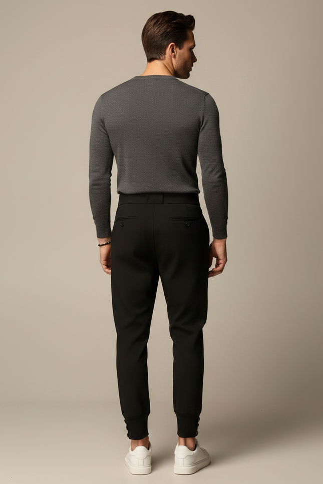 Pantalon À Pince Noir Plissé Élégant Homme - Gabardine - vue 2