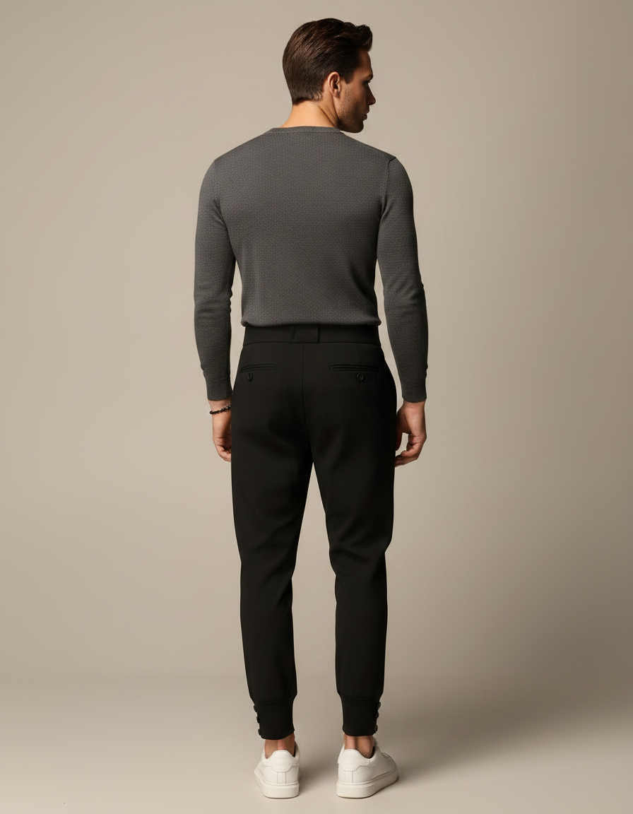 Pantalon À Pince Noir Plissé Élégant Homme - Gabardine - vue 2