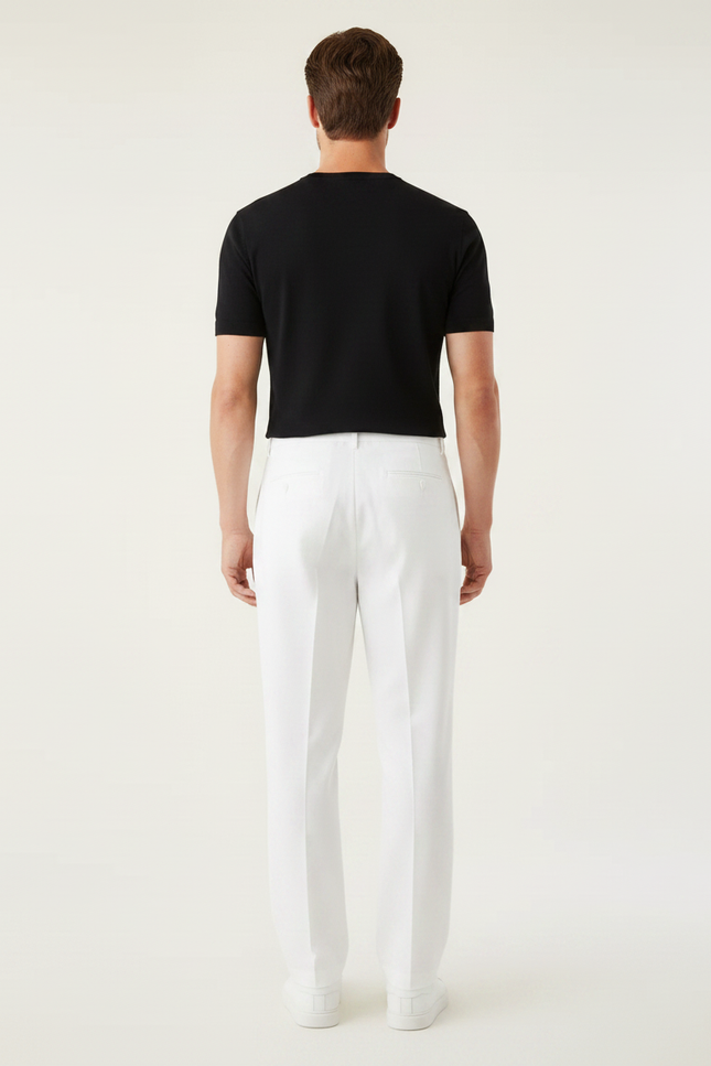 Pantalon Blanc À Pince - Gabardine - vue 2