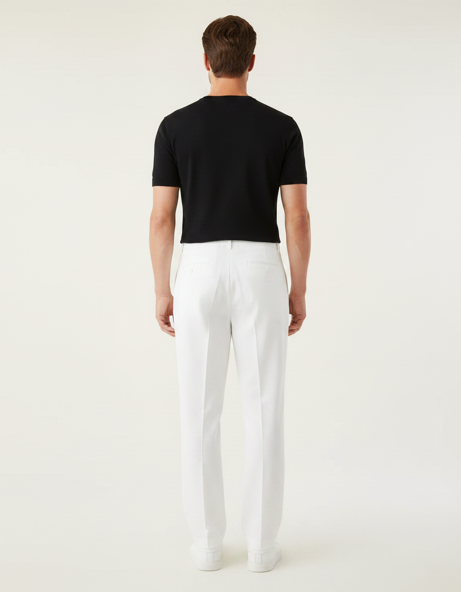 Pantalon Blanc À Pince - Gabardine - vue 2