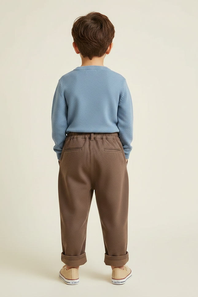 Pantalon À Pince Marron Ample Décontracté Enfant - Gabardine - vue 2
