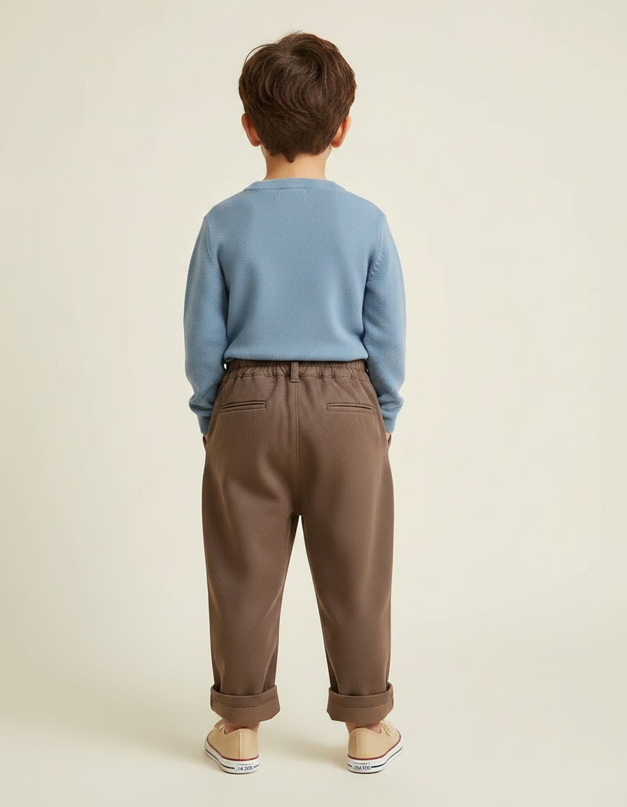 Pantalon À Pince Marron Ample Décontracté Enfant - Gabardine - vue 2