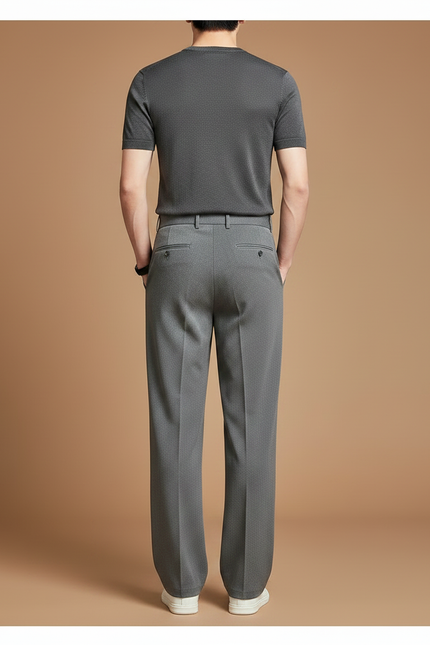 Pantalon À Pince Gris Élégant Droit Décontracté Homme - Polyester - vue 2