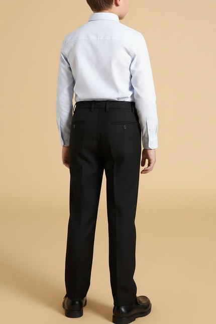 Pantalon À Pince Noir Droit Coton Garçon Élégant - vue 2