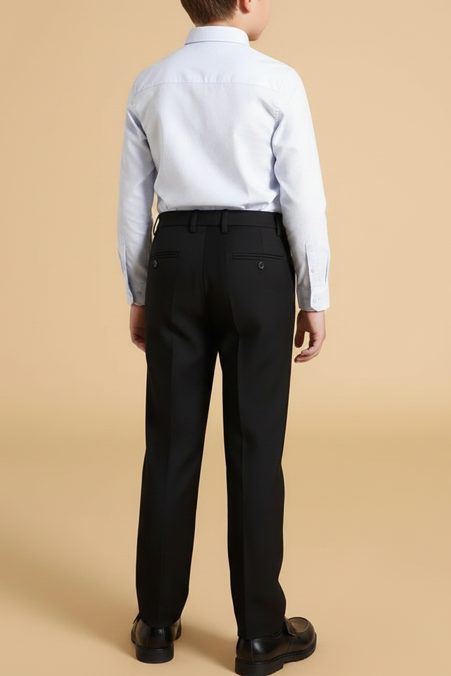 Pantalon À Pince Noir Droit Coton Garçon Élégant - vue 2