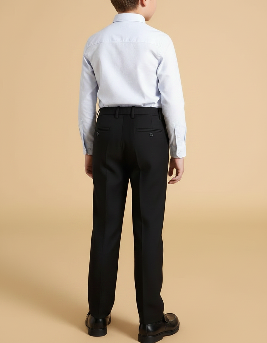 Pantalon À Pince Noir Droit Coton Garçon Élégant - vue 2