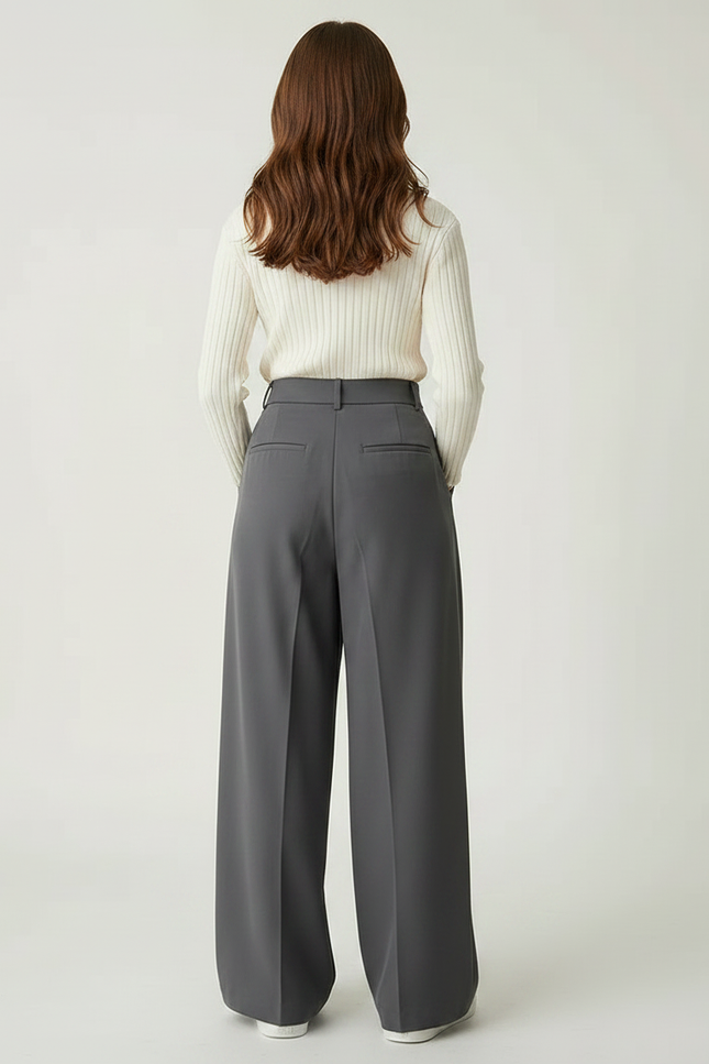 Pantalon À Pince E086 - Gris Gabardine - vue 2