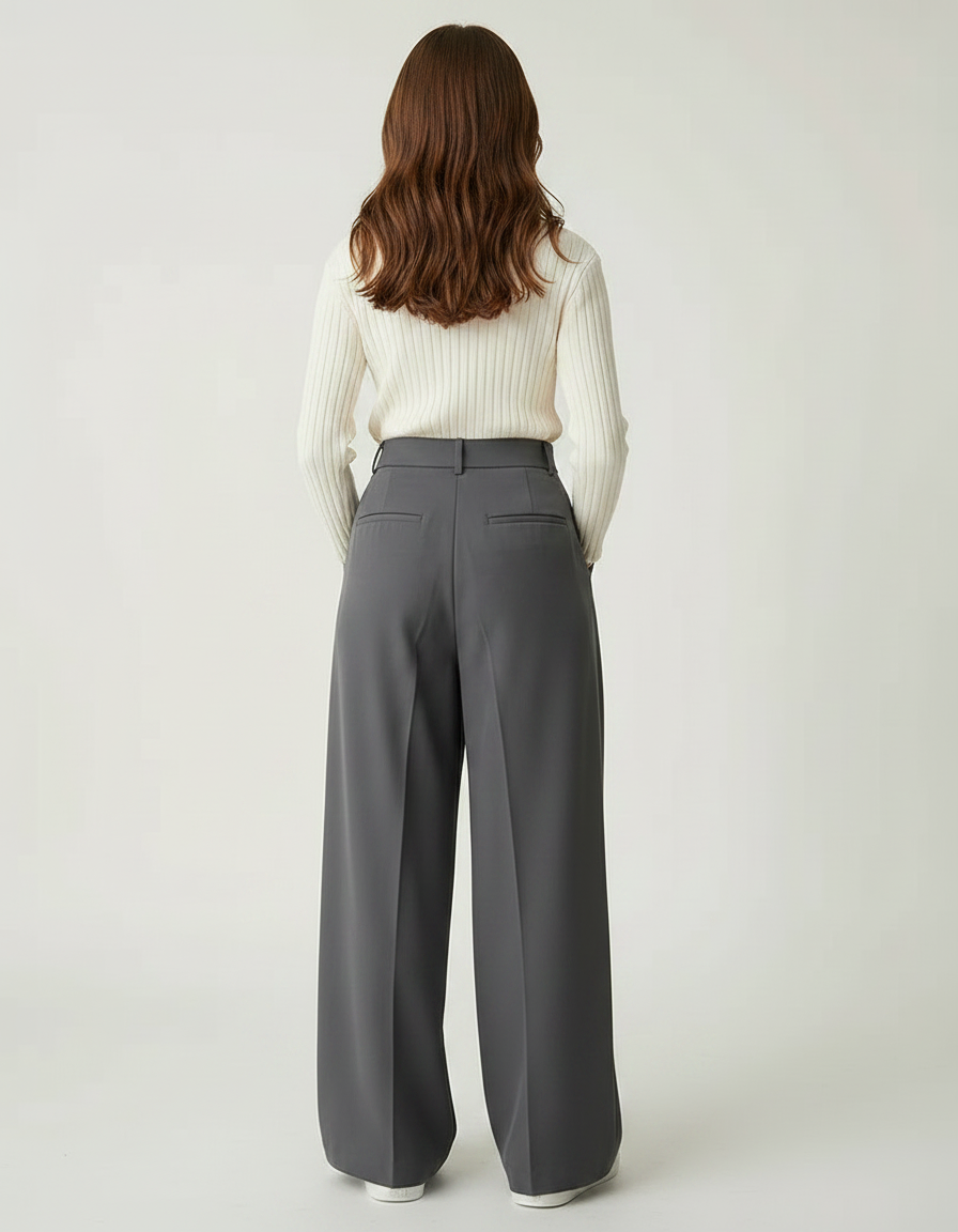 Pantalon À Pince E086 - Gris Gabardine - vue 2