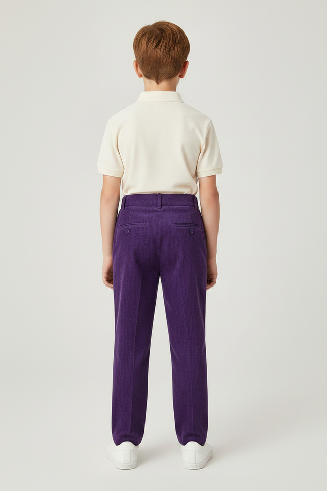 Pantalon À Pince Violet Côtelé Ample Décontracté Enfant - Cordé - vue 2