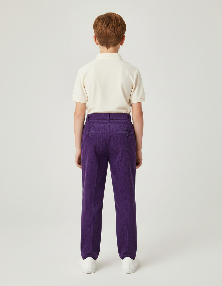 Pantalon À Pince Violet Côtelé Ample Décontracté Enfant - Cordé - vue 2
