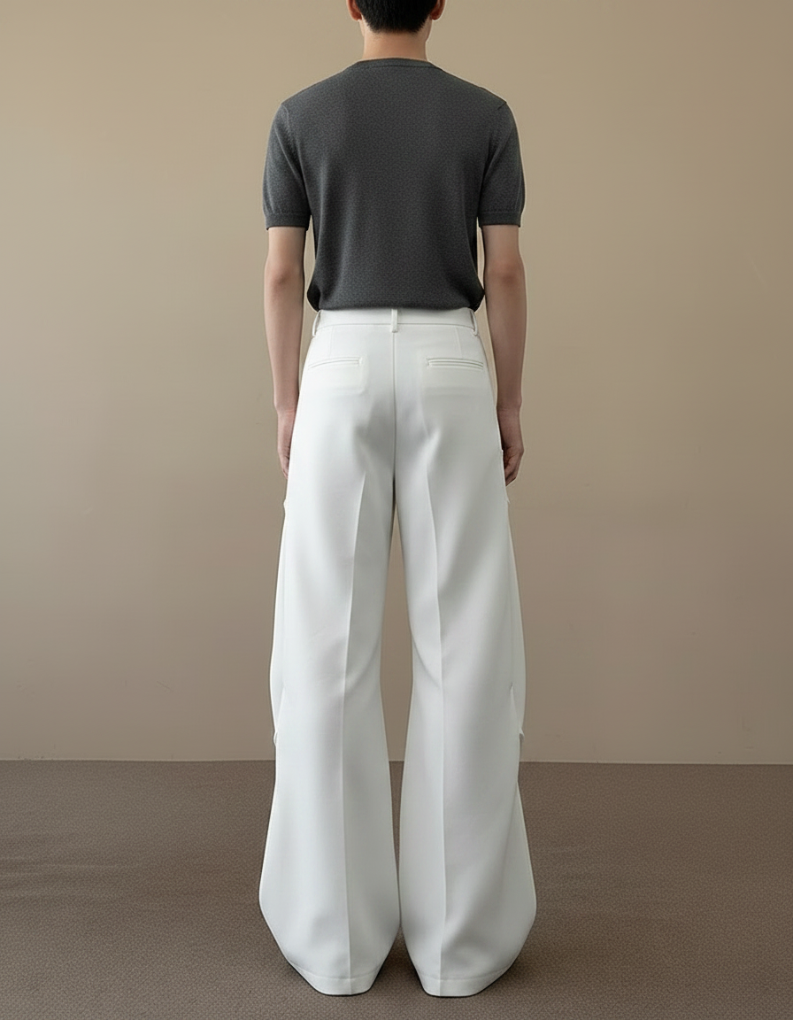Pantalon Blanc À Pince Homme - Polyester - vue 2
