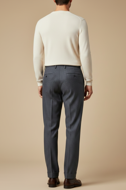 Pantalon À Pince Gris Anthracite Plissé Homme Formel - Laine - vue 2