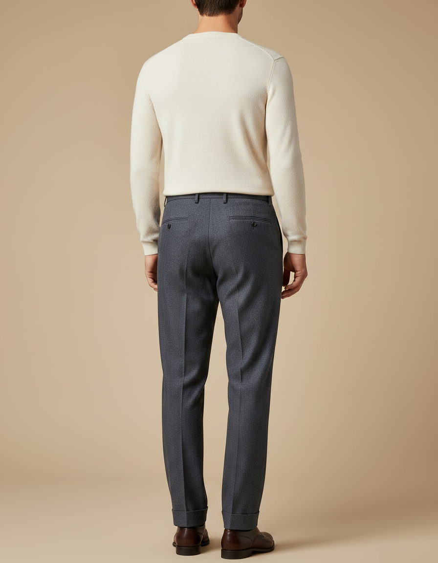 Pantalon À Pince Gris Anthracite Plissé Homme Formel - Laine - vue 2