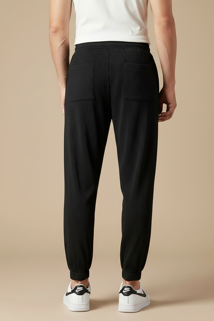 Pantalon À Pince Noir Plissé Ample Léger Fluide - Polyester - vue 2