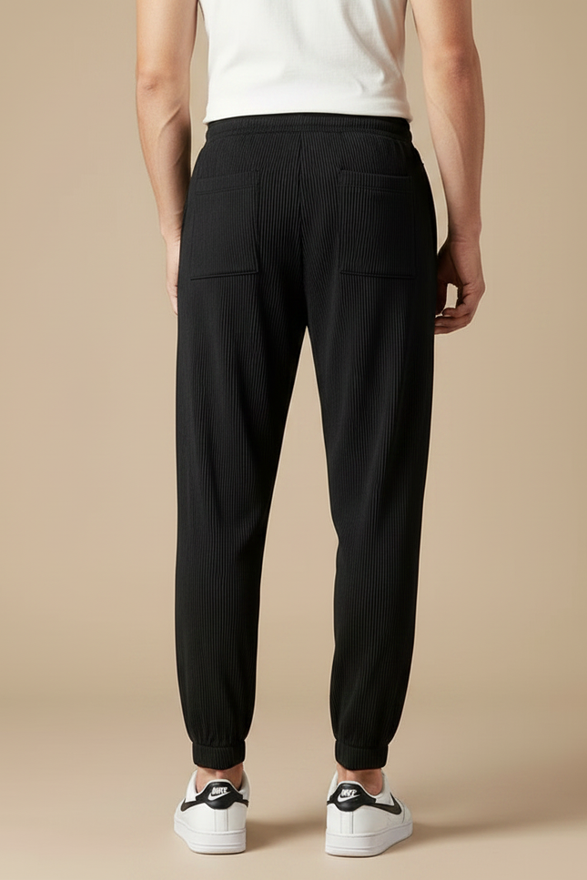 Pantalon À Pince Noir Plissé Ample Léger Fluide - Polyester - vue 2
