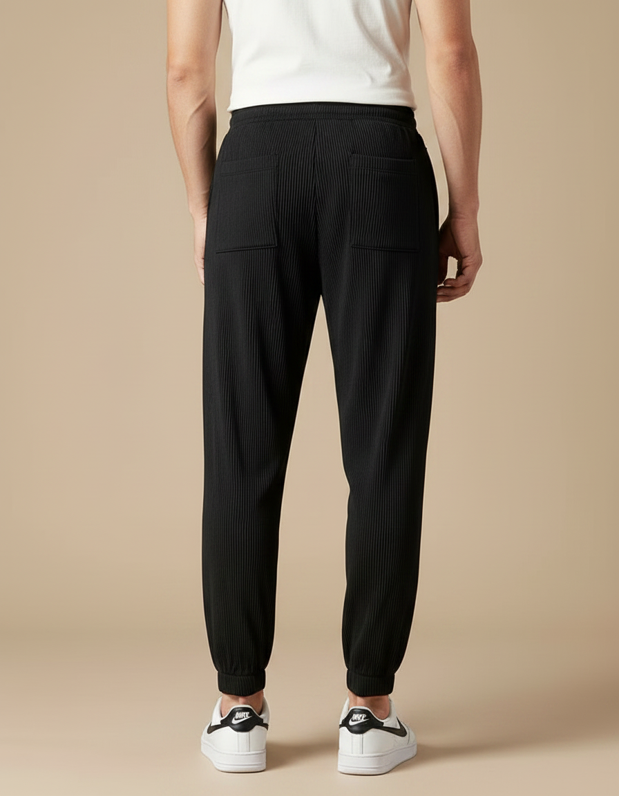 Pantalon À Pince Noir Plissé Ample Léger Fluide - Polyester - vue 2
